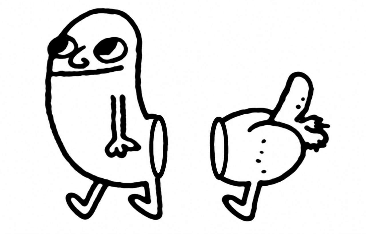 Dickbutt, cut in half